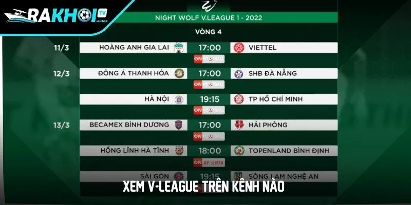 Xem V-league trên kênh nào